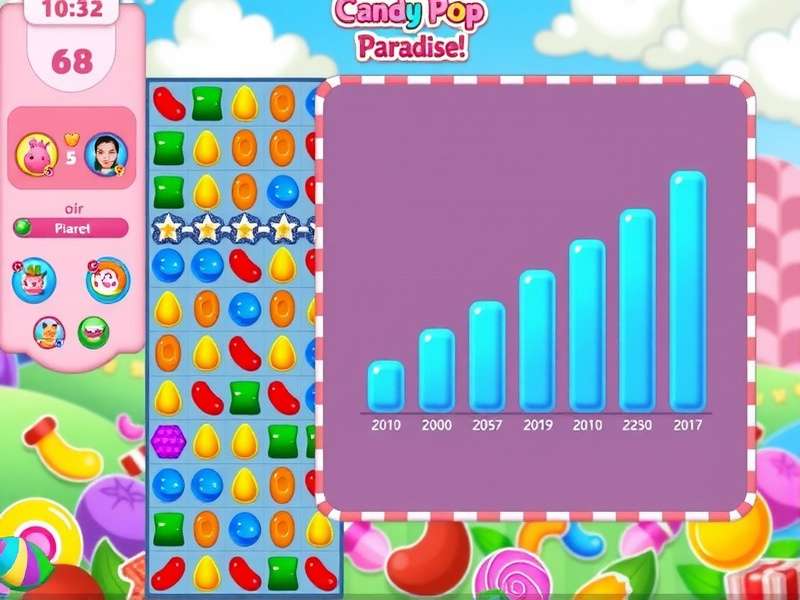 Candy Pop Paradise gameplay screenshot showing colorful candy pieces